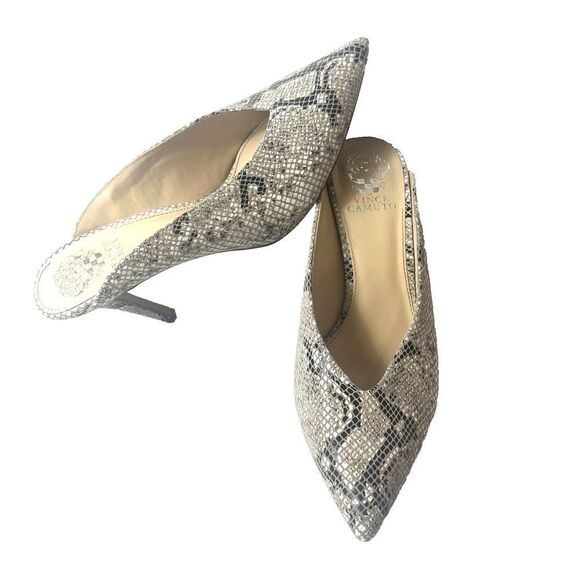 Vince Camuto Snake Skin Print Womens Sz 9.5 M Leather Stiletto Heels Pointed Toe - Picture 2 of 11